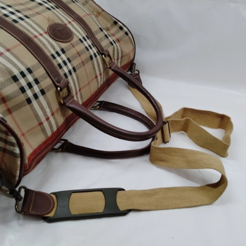 Burberry's Boston Bag Brown PVC W/Adjustable Strap - Picture 4 of 9